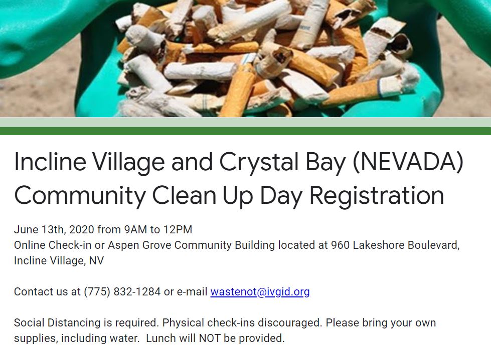 INCLINE VILLAGE/CRYSTAL BAY COMMUNITY CLEAN UP DAY